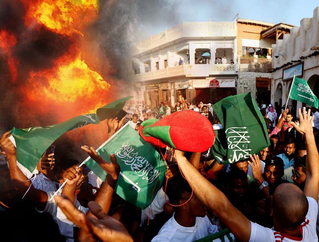 Image for article titled Saudis Celebrate Shocking World Cup Win By Flipping Over A Woman, Setting Her On Fire