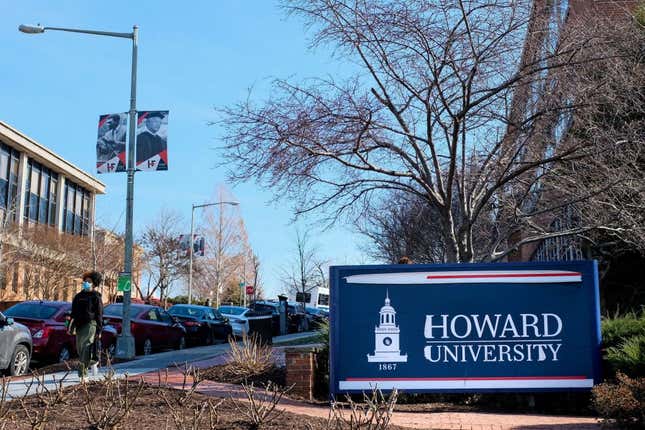 A sign welcomes visitors to Howard University in Washington, DC, on February 1, 2022. 