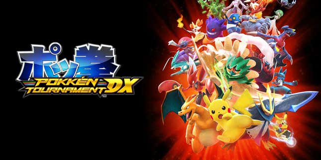 The cast of Pokken Tournament DX is seen next to the logo.