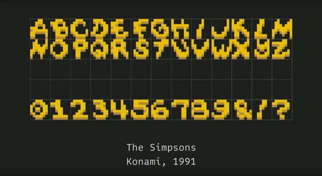 Typeface for “The Simpsons” by Konami.