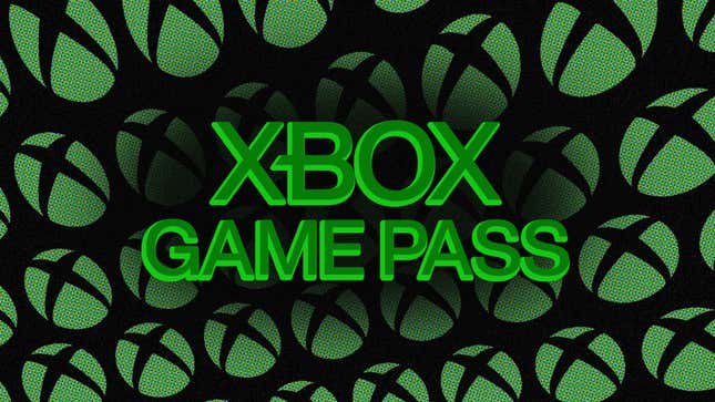 The Game Pass logo floats in front of green Xbox logos.