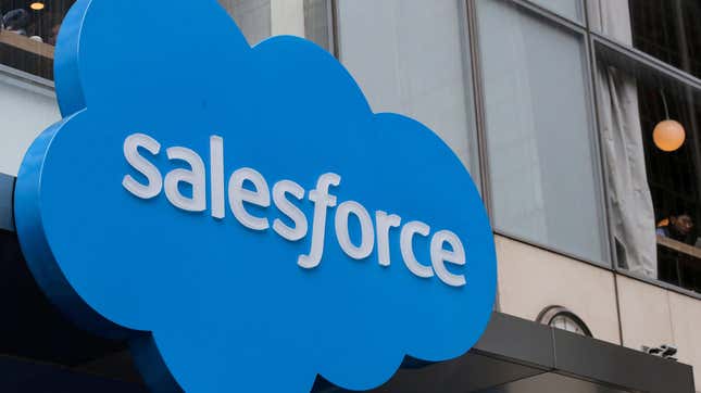 Salesforce logo on a building sign