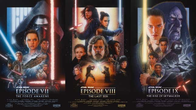 Imagen para el artículo titulado La trilogía secuela de Star Wars finalmente obtiene los carteles que se merece