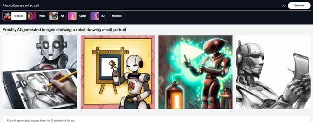 Imagen para el artículo titulado Si no puedes con ellos, únete: Shutterstock ya tiene su propio generador de imágenes IA