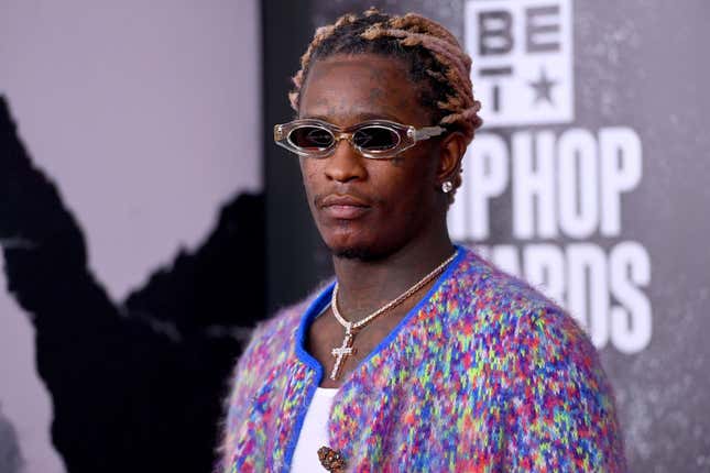  Young Thug attends the 2021 BET Hip Hop Awards at Cobb Energy Performing Arts Center on October 01, 2021, in Atlanta, Georgia.