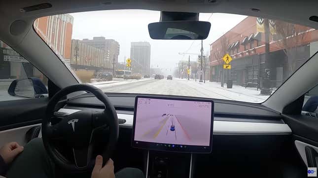 Tesla snow driving