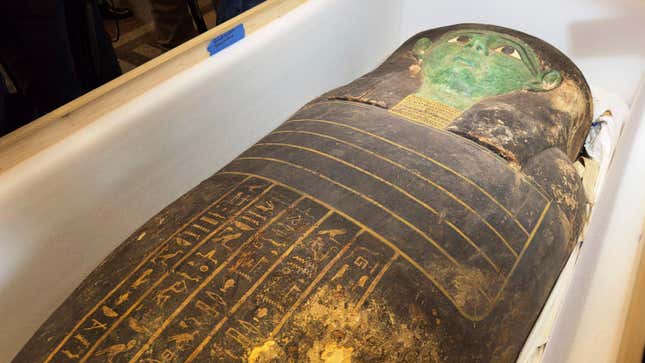 The repatriated sarcophagus, as seen on Monday in Cairo.