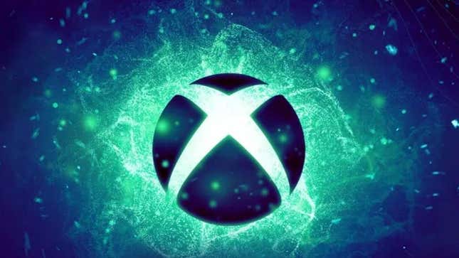 An Xbox logo bursts open with green light. 