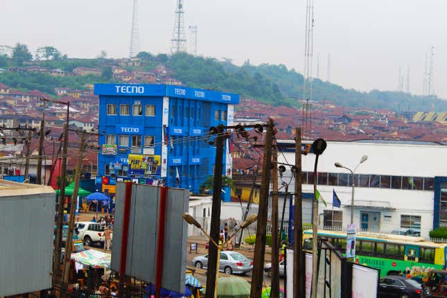 A Tecno-branded building in Ibadan, southwest Nigeria
