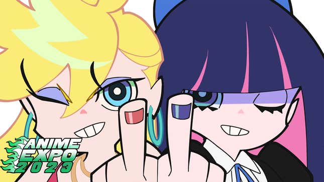 A New Panty & Stocking still shows the Anarchy sisters flipping the bird.