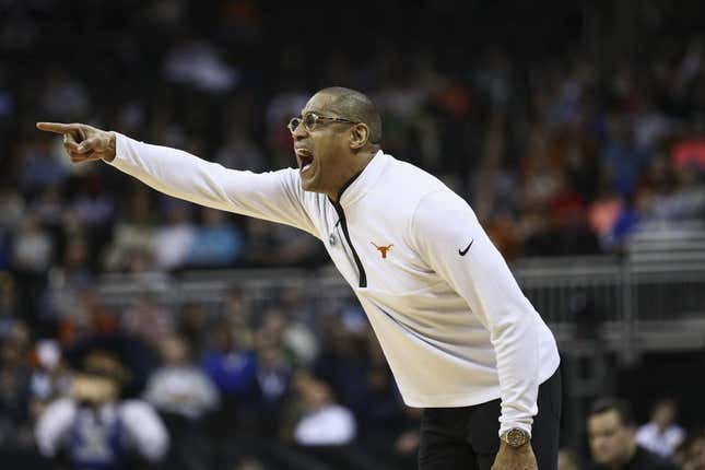 Mar 24, 2023; Kansas City, MO, USA; Texas Longhorns head coach Rodney Terry calls a play during the second half of an NCAA tournament Midwest Regional semifinal at T-Mobile Center.