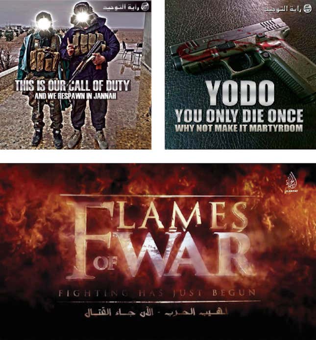 ISIS propaganda targets a youthful audience by referring to popular video games such as Call of Duty; riffing on Internet slang like YOLO (“you only live once”); and mimicking Hollywood production styles.