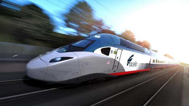 Image for article titled Amtrak&#39;s First New Acela Train Leaves Factory
