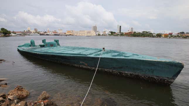 This “homemade” fiberglass vessel was used to transport up to two tons of cocaine by Colombian drug smugglers.