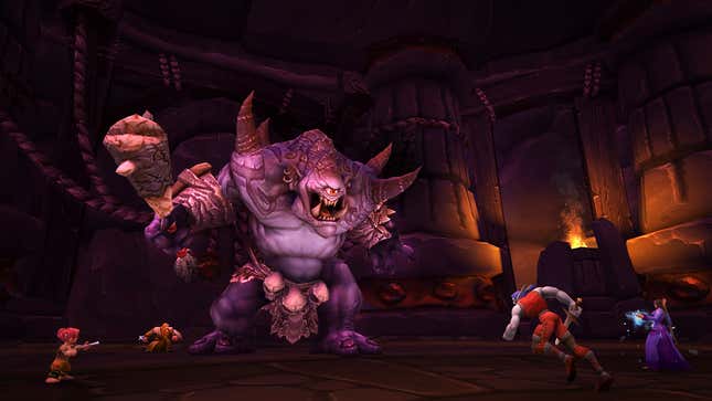 A monster prepares for battle in World of Warcraft.