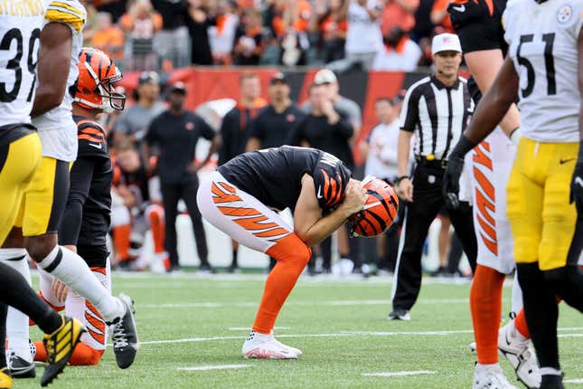 Cincinnati Bengals kicker Evan McPherson's first missed kick in