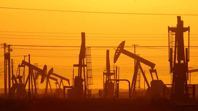 An oil field over the Monterey Shale covered with hydraulic fracturing operations near Lost Hills, California, in the Central Valley back in 2014. This region has become relatively more polluted since 1981.