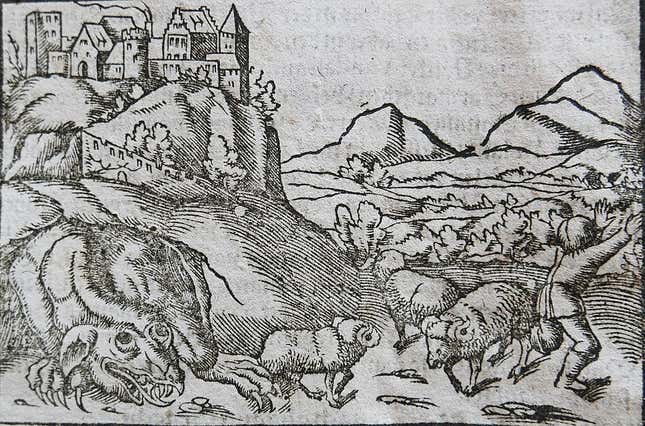 The Wawel Dragon, in Sebastian Münster’s Cosmographie Universalis (1544)