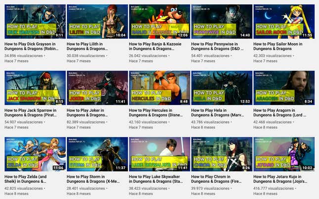 Imagen para el artículo titulado Este canal de YouTube convierte tus personajes favoritos del cine, o los videojuegos en fichas jugables de AD&D