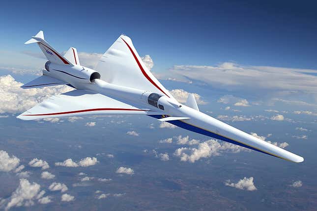 Imagen para el artículo titulado El diseño del nuevo avión supersónico de la NASA es tan radical que ni siquiera tiene ventana frontal para los pilotos