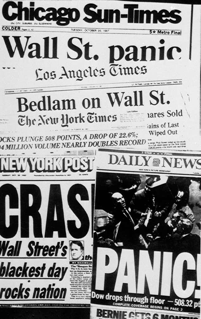 US newspapers after Black Monday.