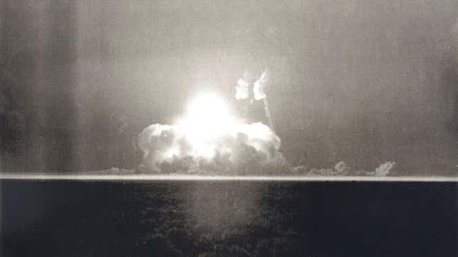 Historical photo of the Trinity test. 