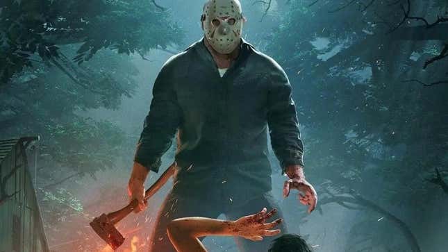 Jason stands over one of his victims at Camp Crystal. 