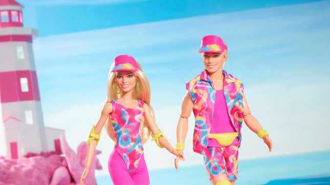 Barbie and Ken rollerblading
