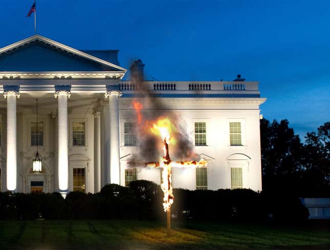 Image for article titled White House Begins Christmas Season With Ceremonial Lighting Of Cross