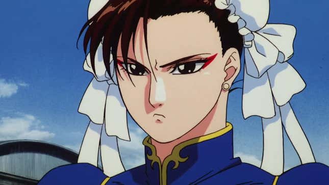 Street Fighter's Chun-Li stares with a disappointed look on her face.