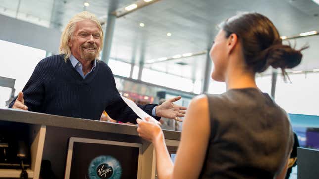 Image for article titled Gate Attendant Offers Richard Branson Hotel Voucher After Virgin Galactic Flight Fully Booked