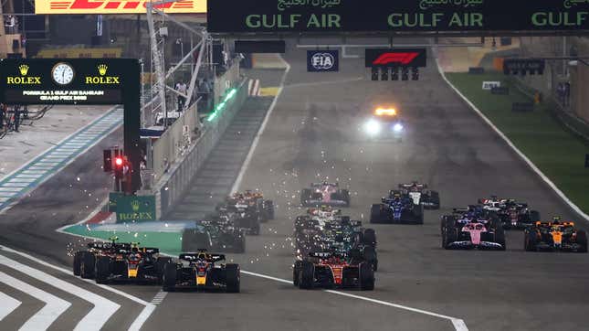 Start of Bahrain Grand Prix at Sakhir Circuit in Sakhir, Bahrain on March 5, 2023.