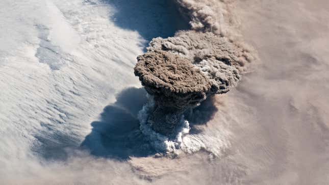 Raikoke volcano on the Kuril Islands erupting on June 22, 2019.