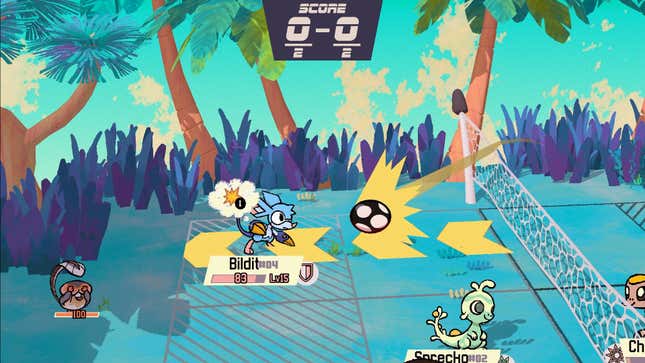 A Beastieball screenshot showing off some Pokemon-like beasts playing volleyball. 