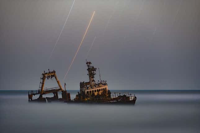 The stranded ship Zeila on the coast of Namibia.