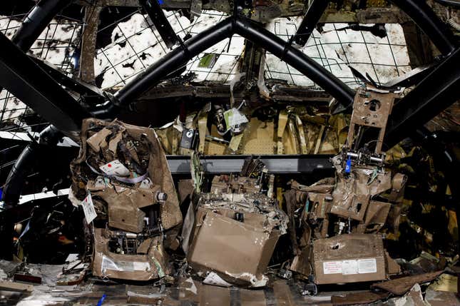 The reconstructed cockpit, as presented by the Dutch Safety Board today.