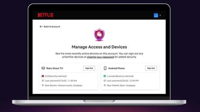 Imagen para el artículo titulado Ahora puedes echar a las personas que están usando tu cuenta de Netflix