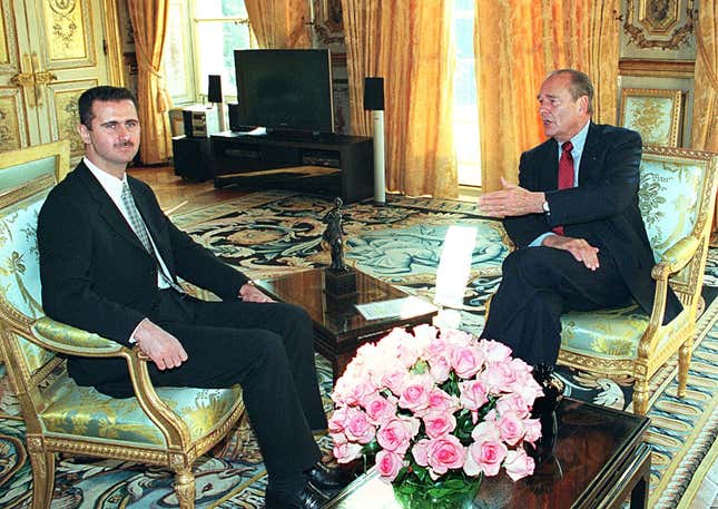 From a quiet life as an ophthalmology student, Assad was plunged into meetings with the likes of French president Jacques Chirac in 1999.