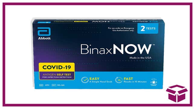 BinaxNOW COVID test kits only take 15 minutes.