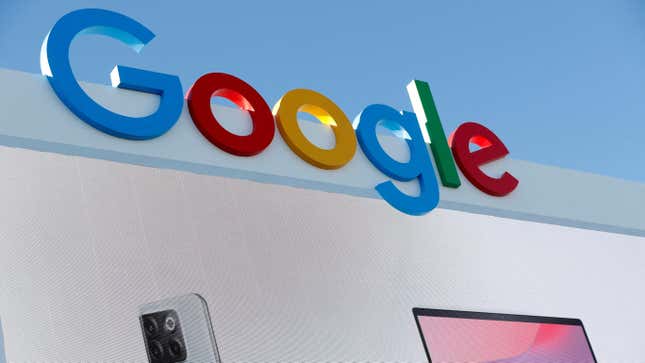 A view of the Google logo on a temporary house during CES 2023, an annual consumer electronics trade show, in Las Vegas, Nevada, U.S. January 6, 2023.