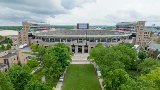 front view of the university of notre dame's football stadium