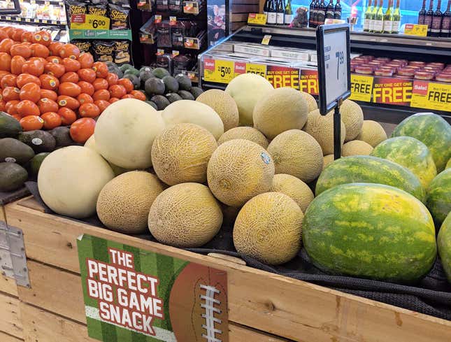 Image for article titled Grocery Store Not Fooling Anybody By Marketing Cantaloupe As Fun Super Bowl Snack