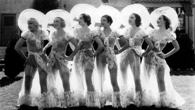 Dancers outside the Warner Studios during the filming of Gold Diggers of 1933