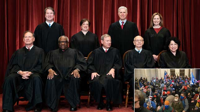 Image for article titled Supreme Court Justices Sheepishly Admit All Of Their Spouses Attended Jan. 6 Riot