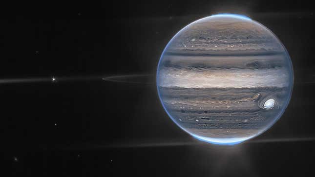 Imagen para el artículo titulado Júpiter como nunca antes lo habías visto en nuevas imágenes del telescopio espacial Webb