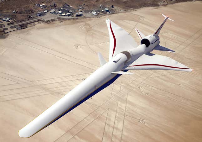 Imagen para el artículo titulado El diseño del nuevo avión supersónico de la NASA es tan radical que ni siquiera tiene ventana frontal para los pilotos