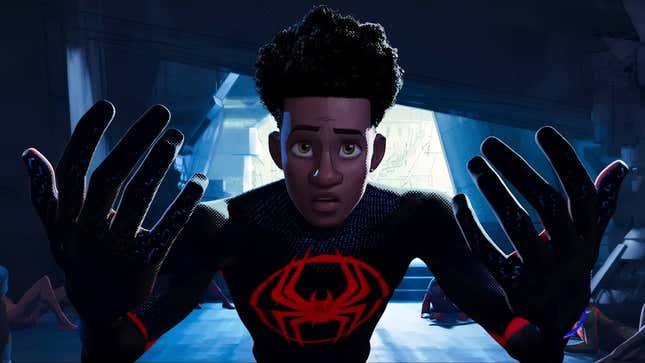 An Across the Spider-Verse still of Miles Morales.