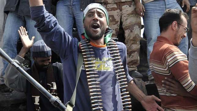 Image for article titled Voice Inside Cheering Libyan Rebel's Head: 'Oh, Fuck, Now What?'