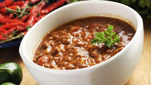 chili with beans in bowl