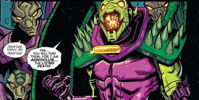 El traje de Annihilus tiene un extraño parecido a la cabeza de Ultrón.